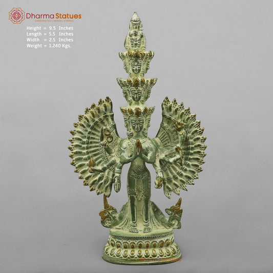 Brass Lokeshwar Standing Fine, Green Leaf Finish 9.5”