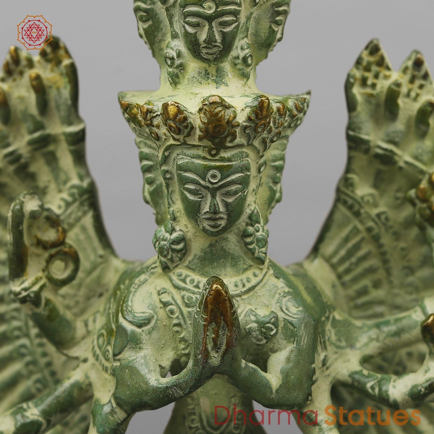 Brass Lokeshwar Standing Fine, Green Leaf Finish 9.5”