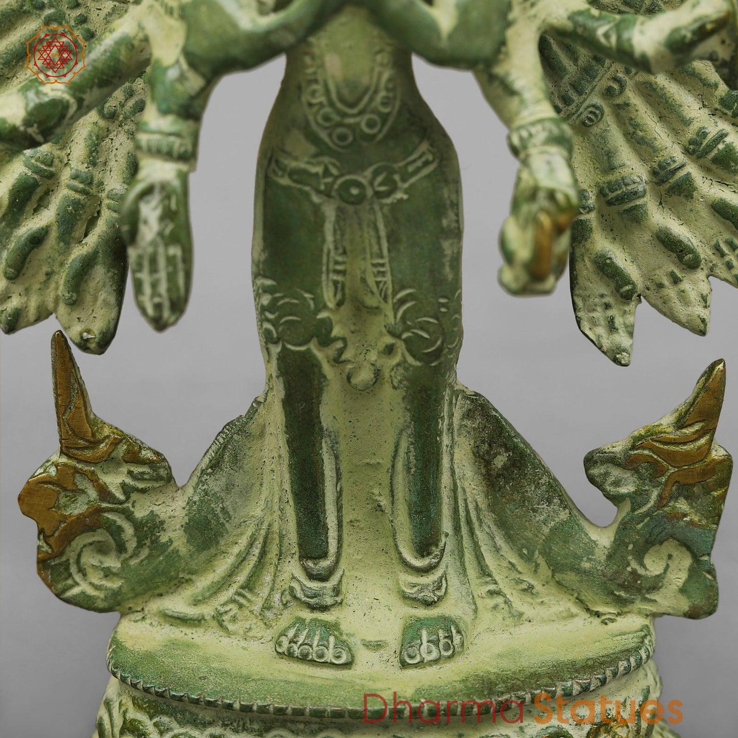 Brass Lokeshwar Standing Fine, Green Leaf Finish 9.5”