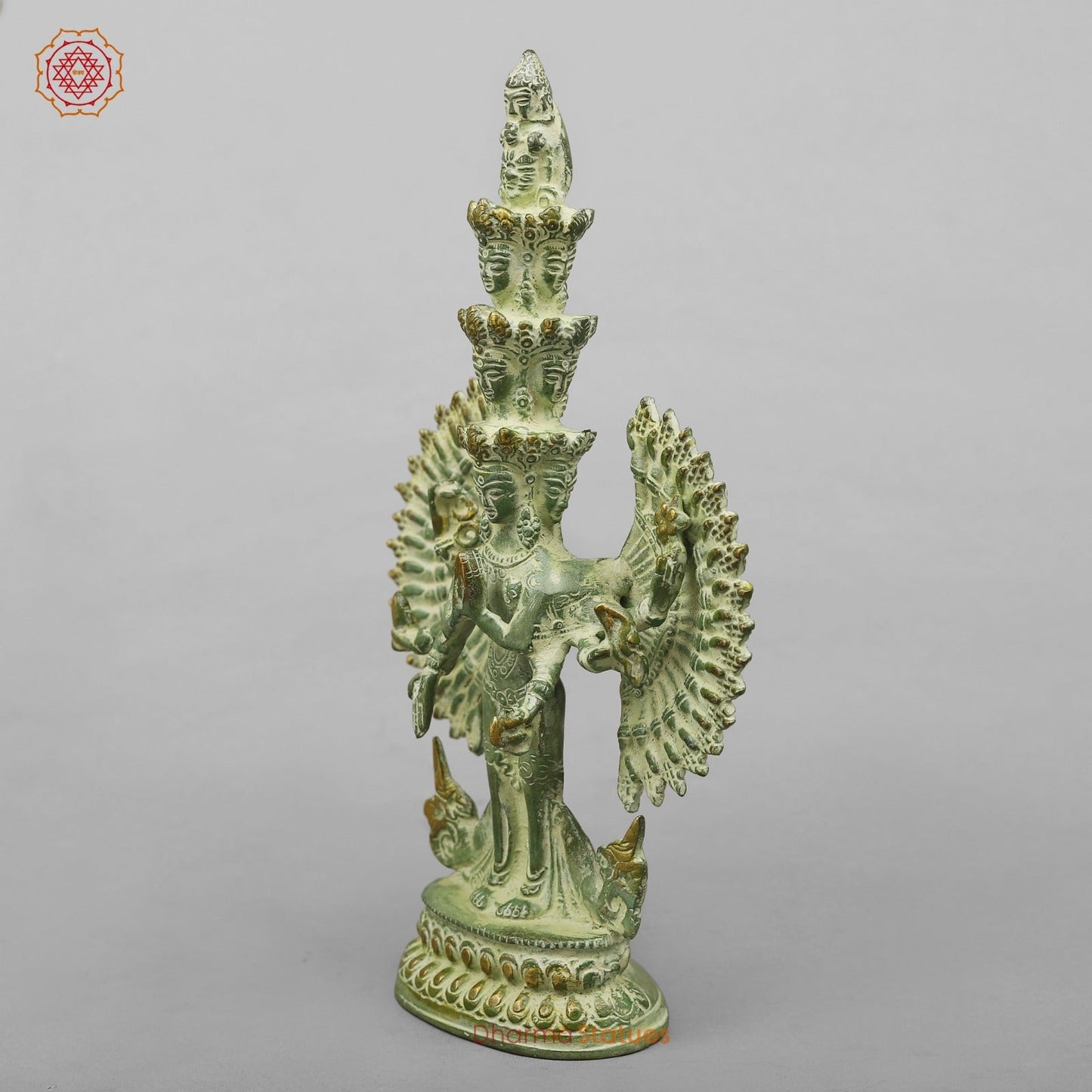 Brass Lokeshwar Standing Fine, Green Leaf Finish 9.5”