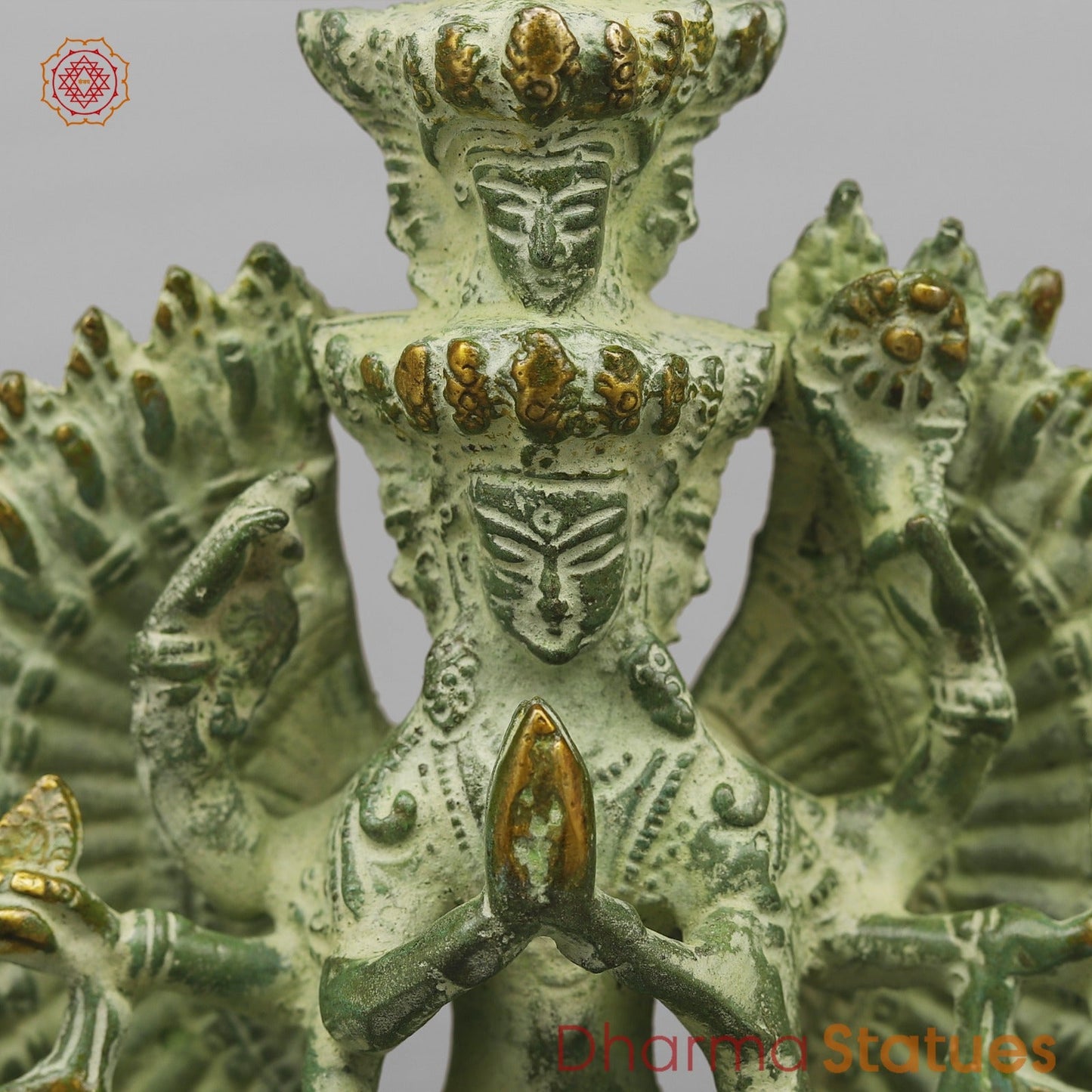 Brass Lokeshwar Seated Fine, Green Leaf Finish 7.5”