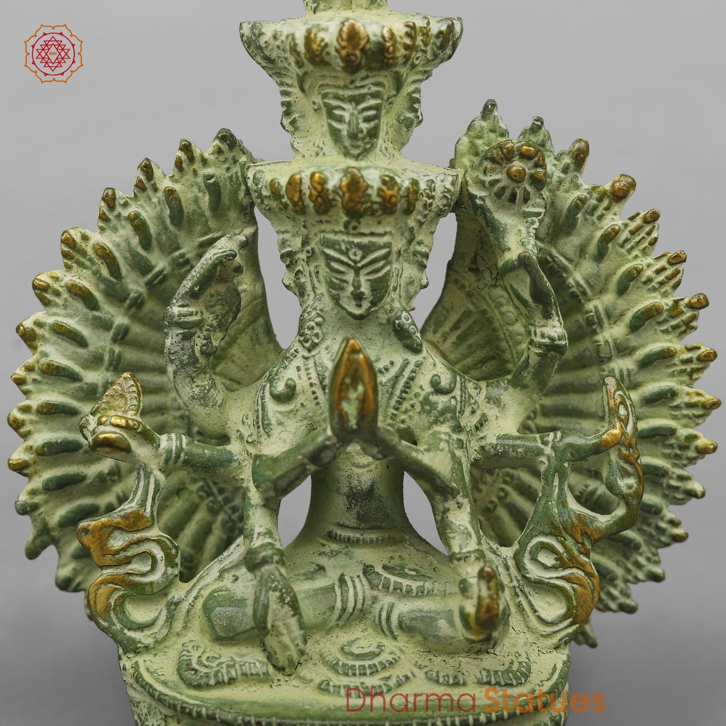 Brass Lokeshwar Seated Fine, Green Leaf Finish 7.5”