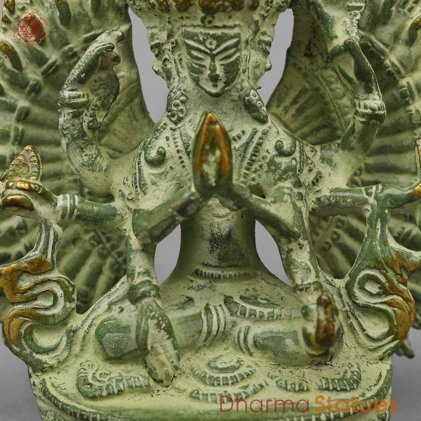 Brass Lokeshwar Seated Fine, Green Leaf Finish 7.5”