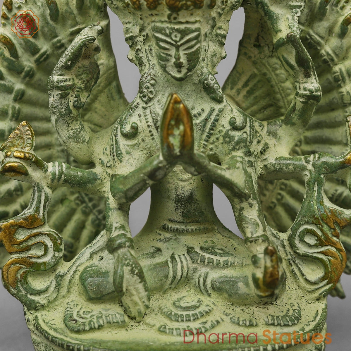 Brass Lokeshwar Seated Fine, Green Leaf Finish 7.5”
