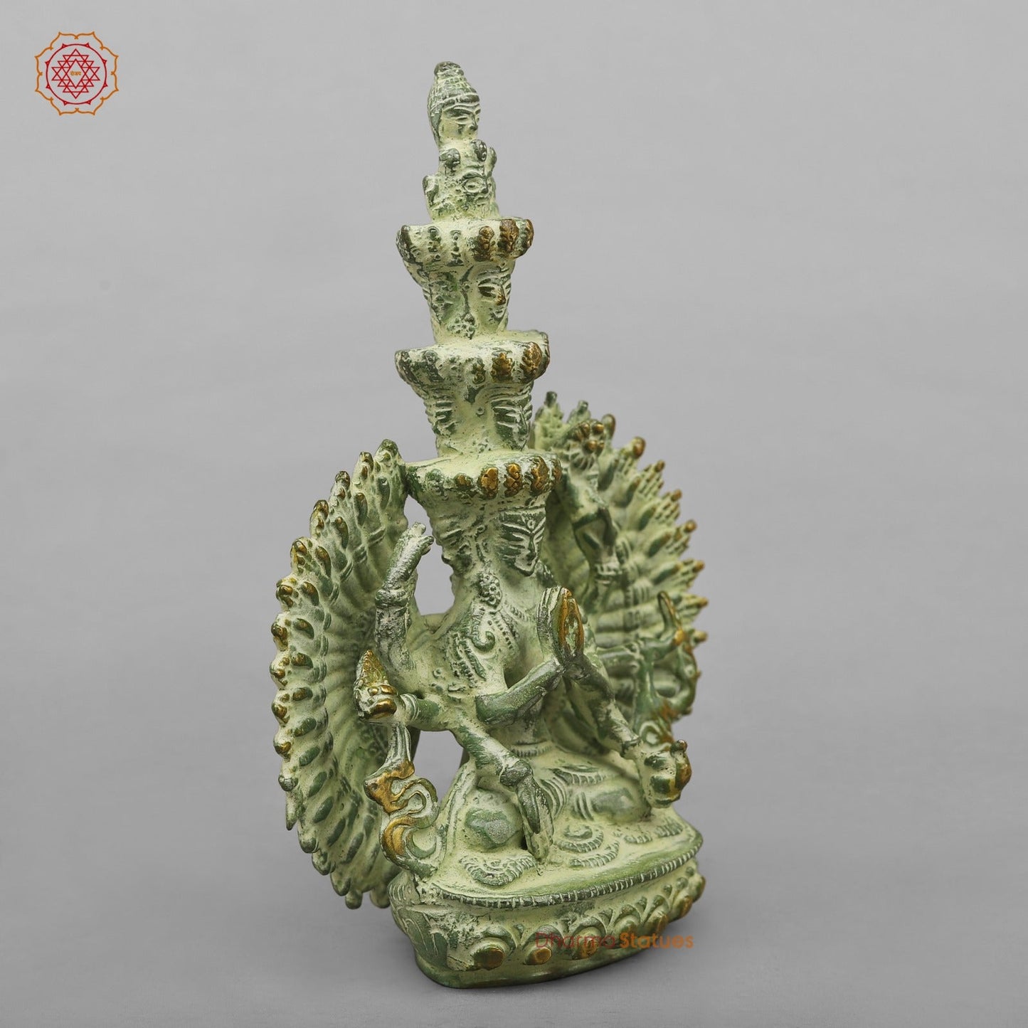 Brass Lokeshwar Seated Fine, Green Leaf Finish 7.5”