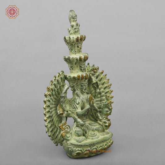 Brass Lokeshwar Seated Fine, Green Leaf Finish 7.5”
