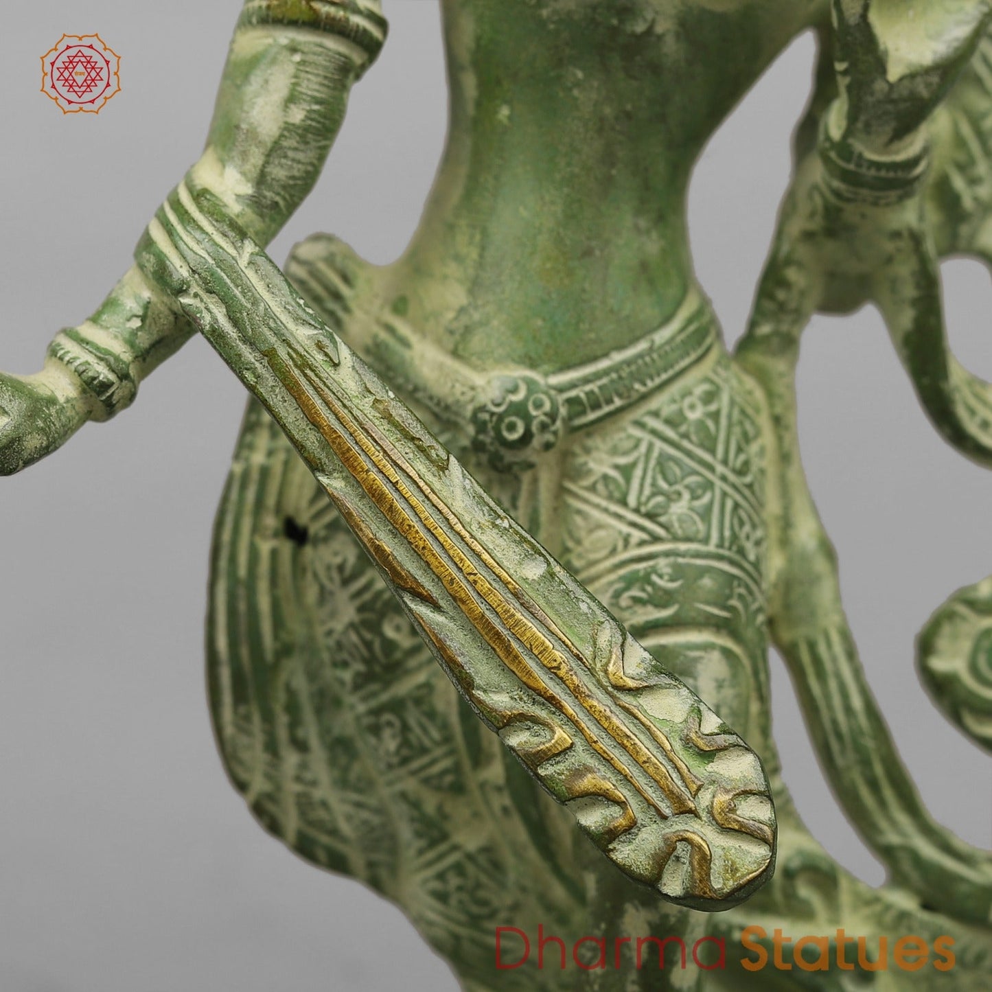 Brass Green Tara Standing Fine, Green Leaf Finish 9”