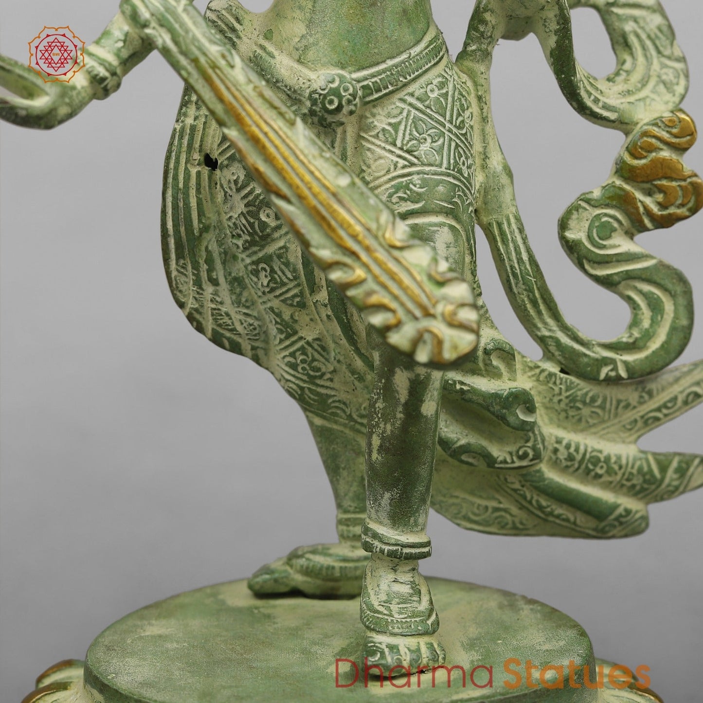 Brass Green Tara Standing Fine, Green Leaf Finish 9”
