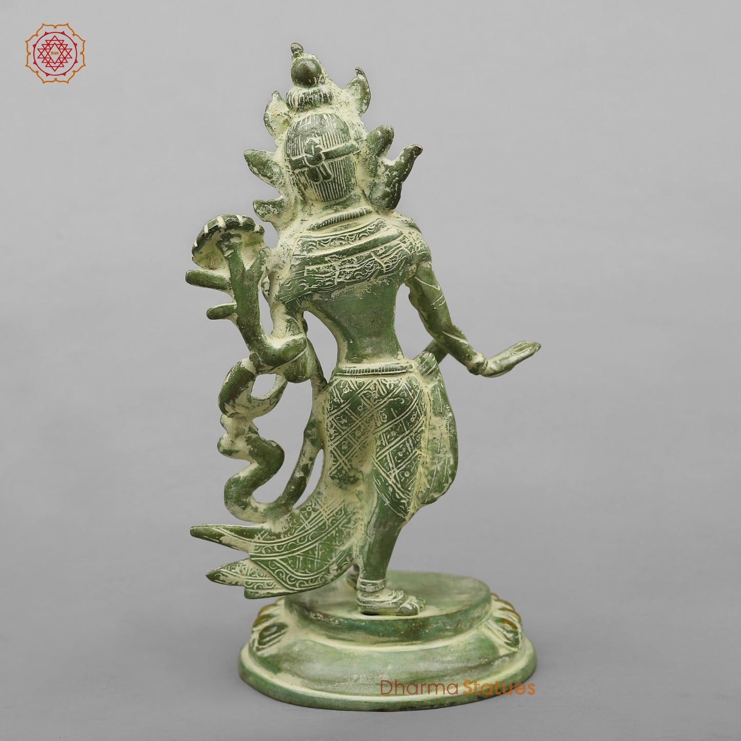 Brass Green Tara Standing Fine, Green Leaf Finish 9”