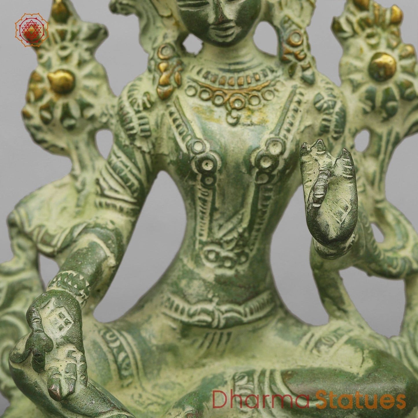 Brass Green Tara Seated, Green Patina finish 6”