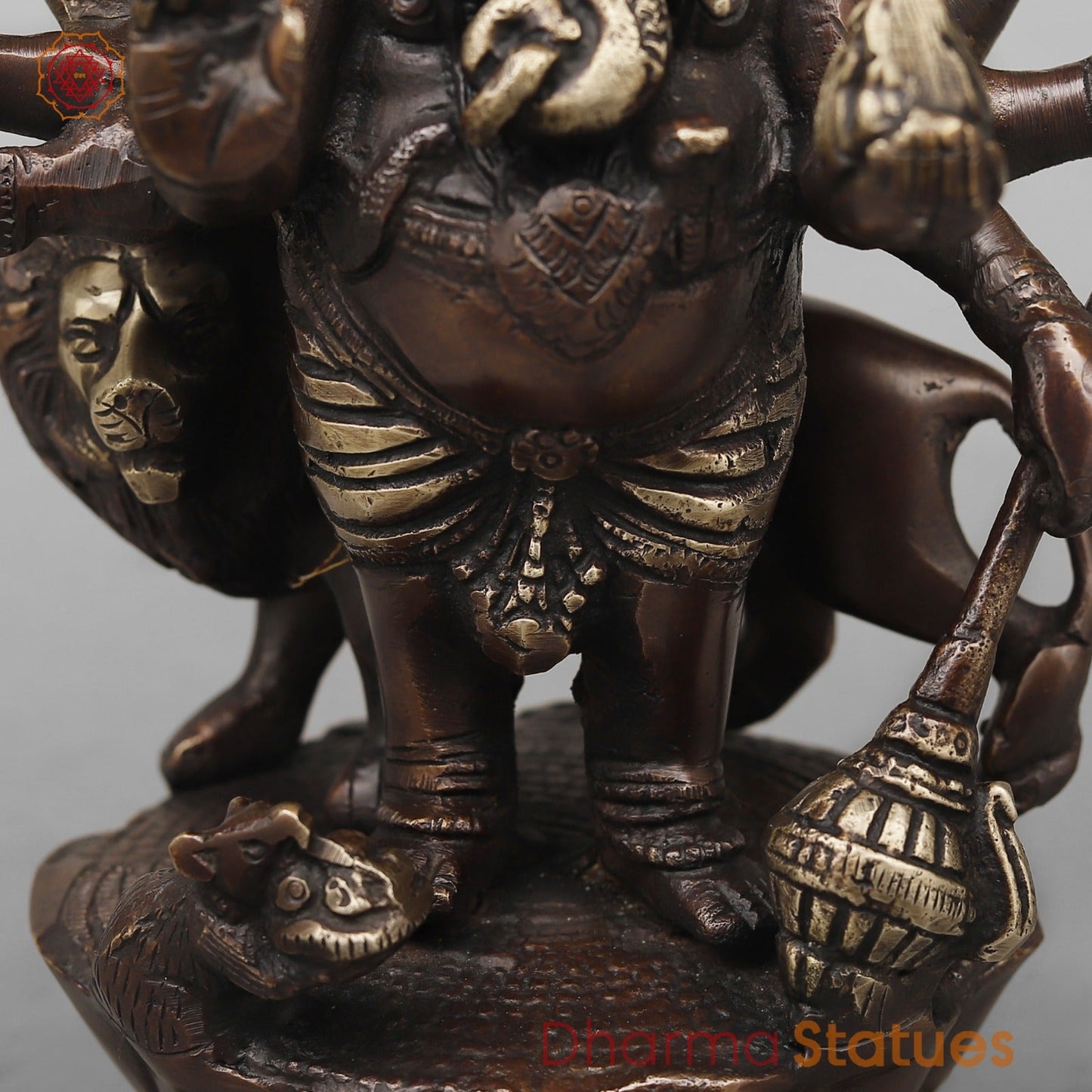 Brass Raksha Ganesh Fine, Antique Copper Finish 11”