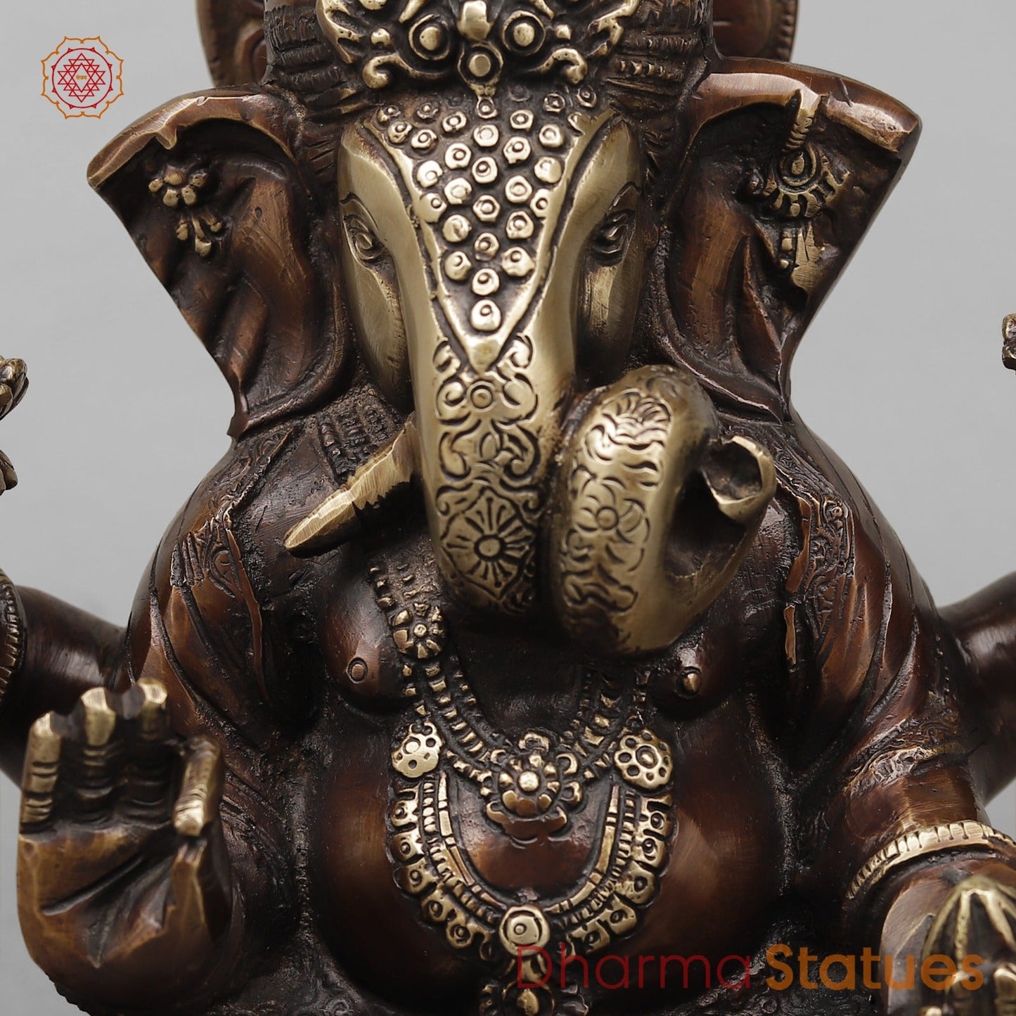 Brass Dagru Seth Ganesh Fine, Antique Copper Finish 9”