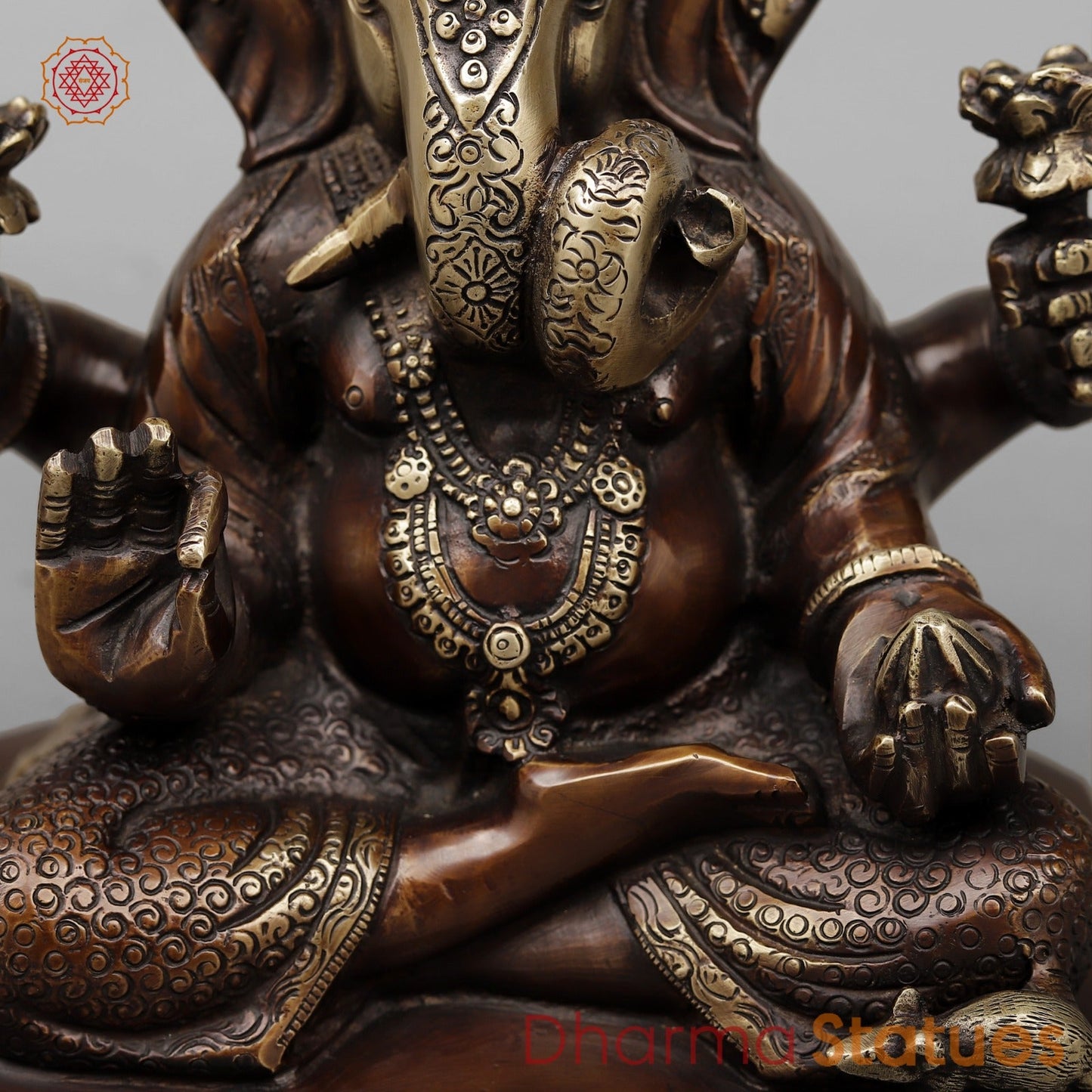 Brass Dagru Seth Ganesh Fine, Antique Copper Finish 9”