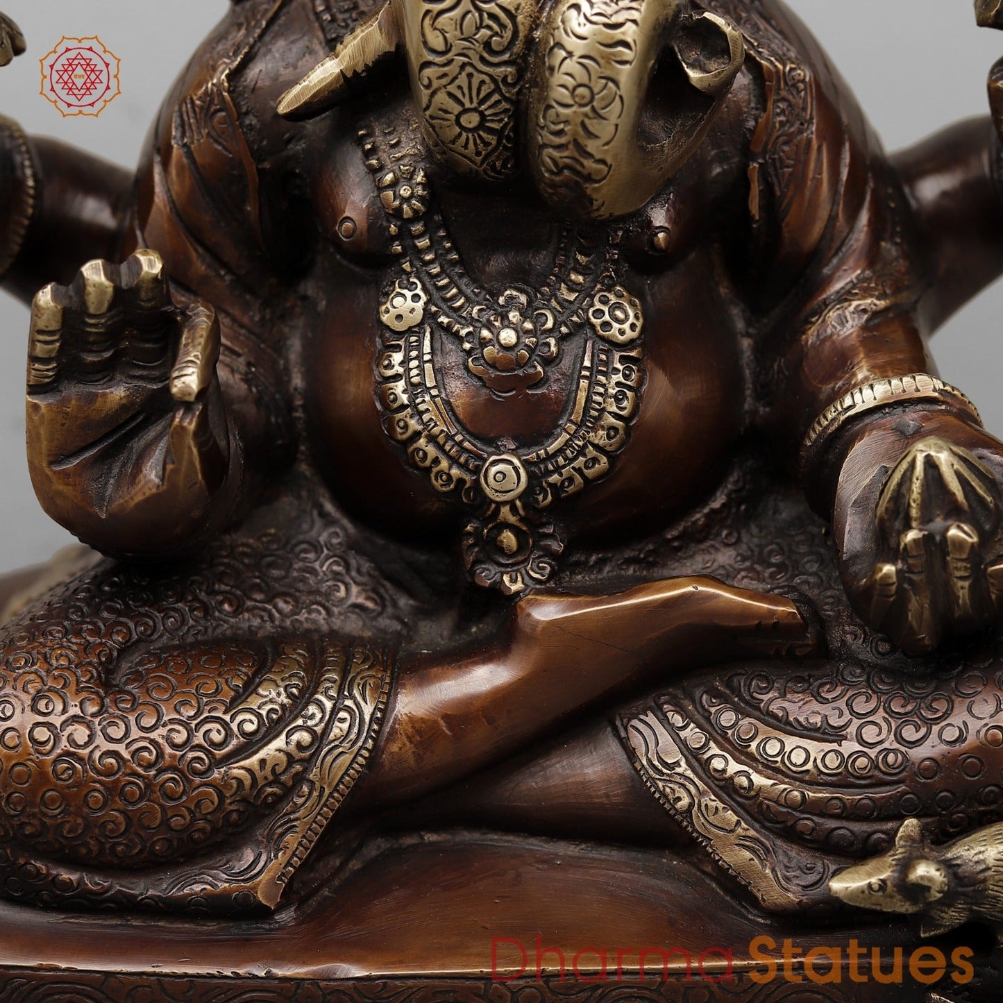 Brass Dagru Seth Ganesh Fine, Antique Copper Finish 9”