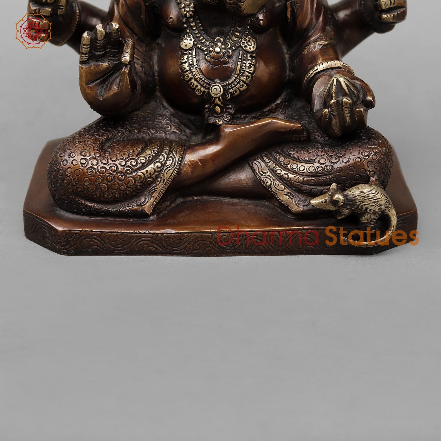 Brass Dagru Seth Ganesh Fine, Antique Copper Finish 9”