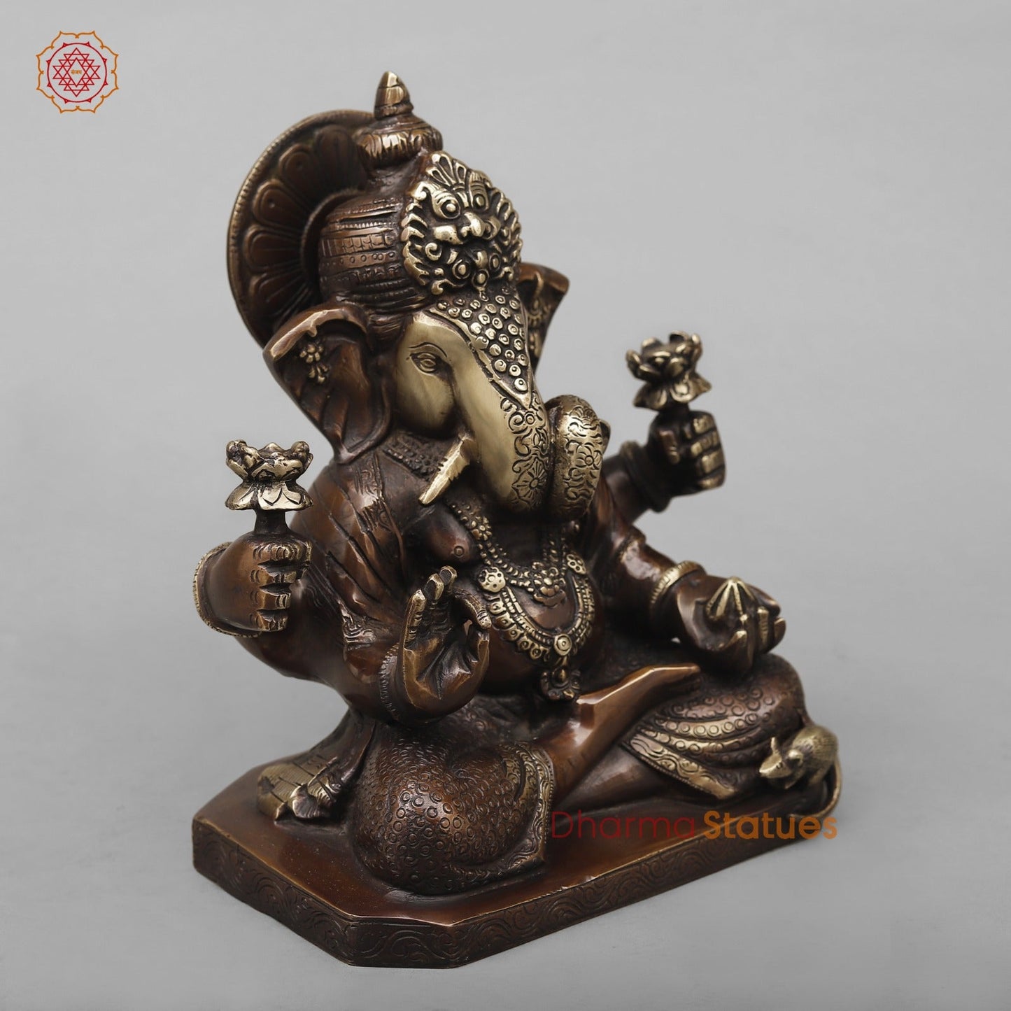 Brass Dagru Seth Ganesh Fine, Antique Copper Finish 9”