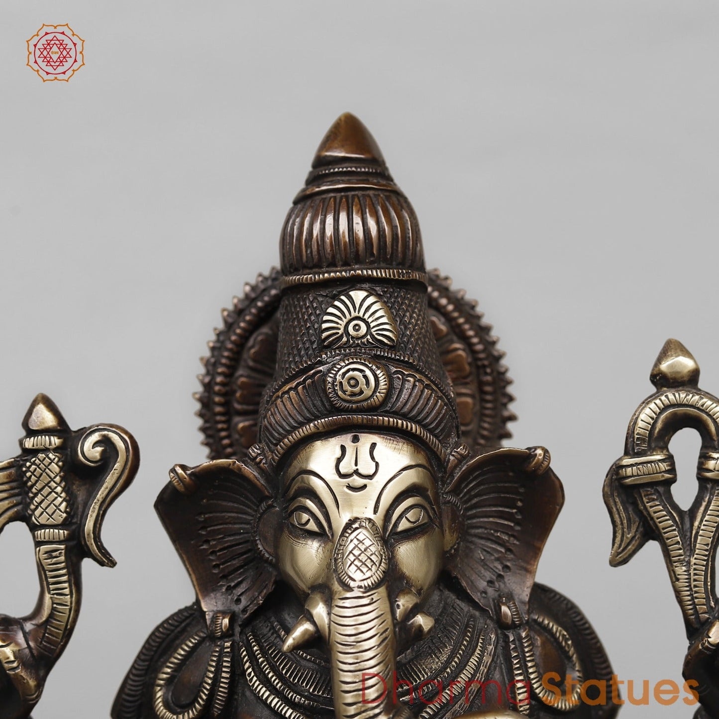 Brass Ganesh Seated Fine, Antique Copper Finish 12”