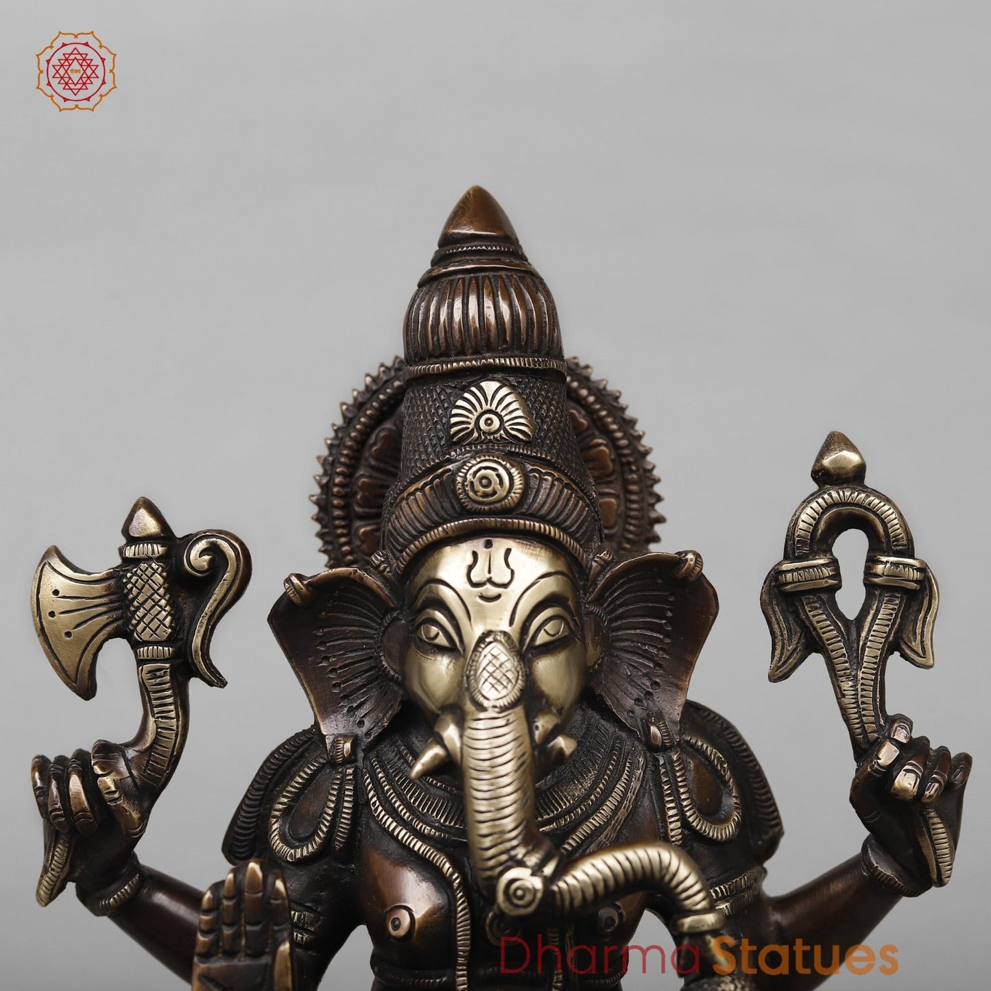 Brass Ganesh Seated Fine, Antique Copper Finish 12”