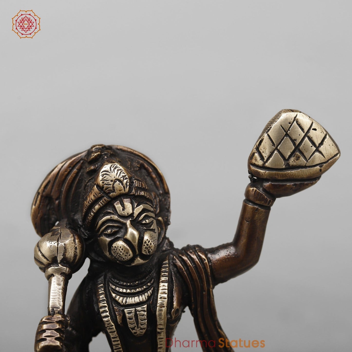 Brass Hanuman Ji Standing Fine, Antique Copper Finish 7”