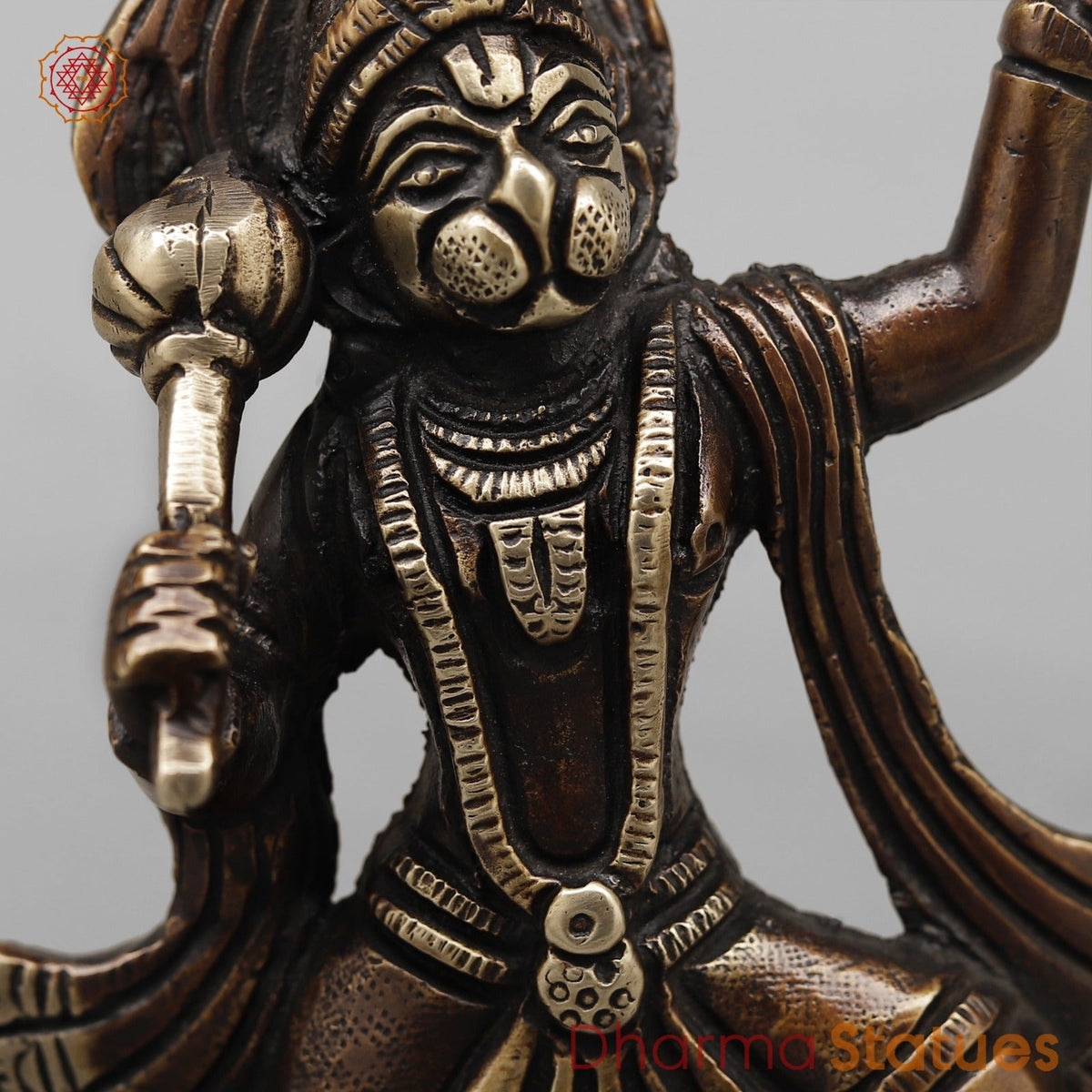 Brass Hanuman Ji Standing Fine, Antique Copper Finish 7”