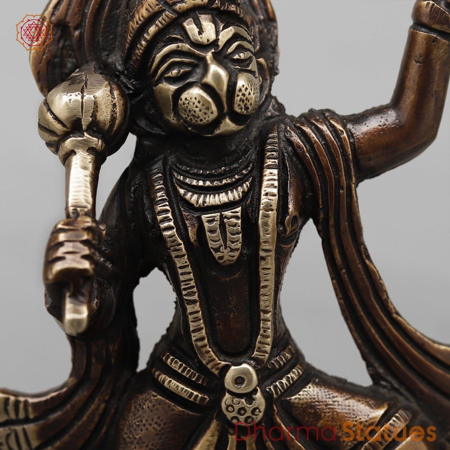Brass Hanuman Ji Standing Fine, Antique Copper Finish 7”