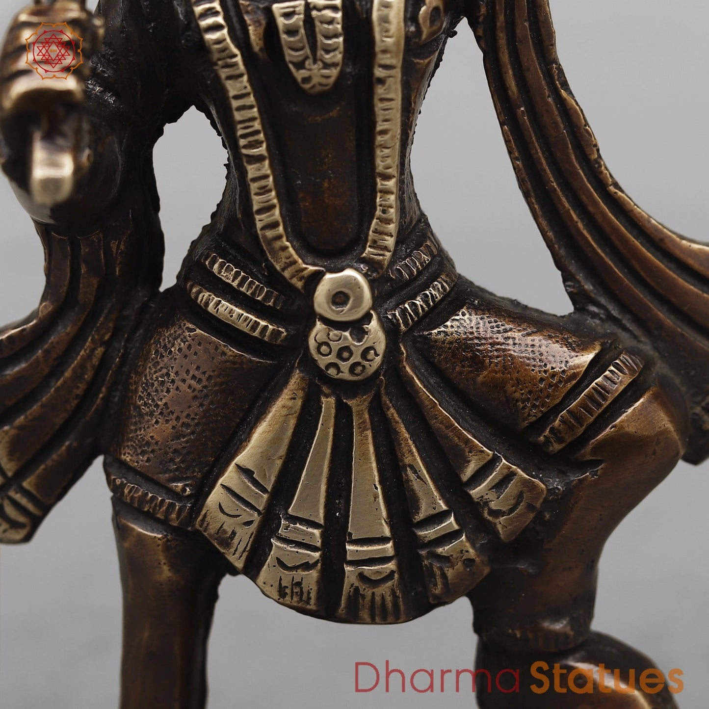 Brass Hanuman Ji Standing Fine, Antique Copper Finish 7”