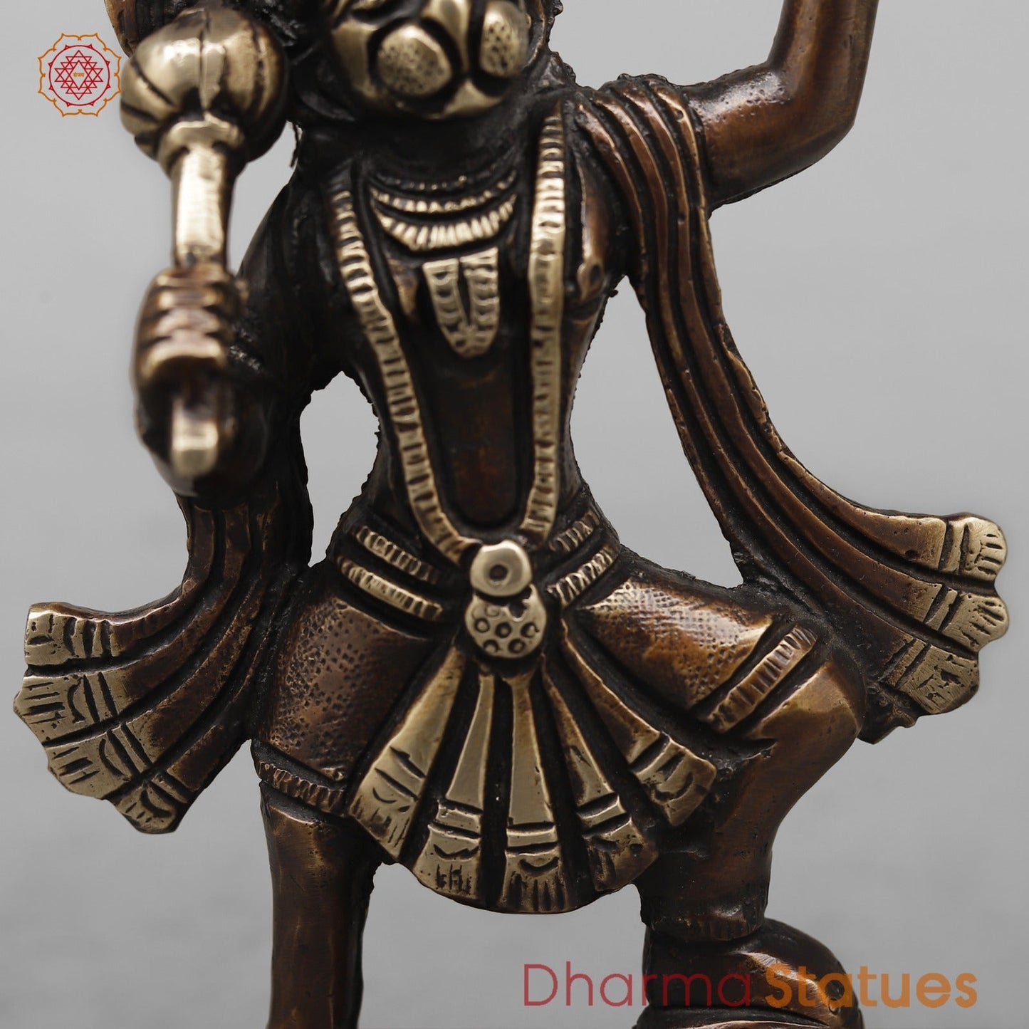 Brass Hanuman Ji Standing Fine, Antique Copper Finish 7”