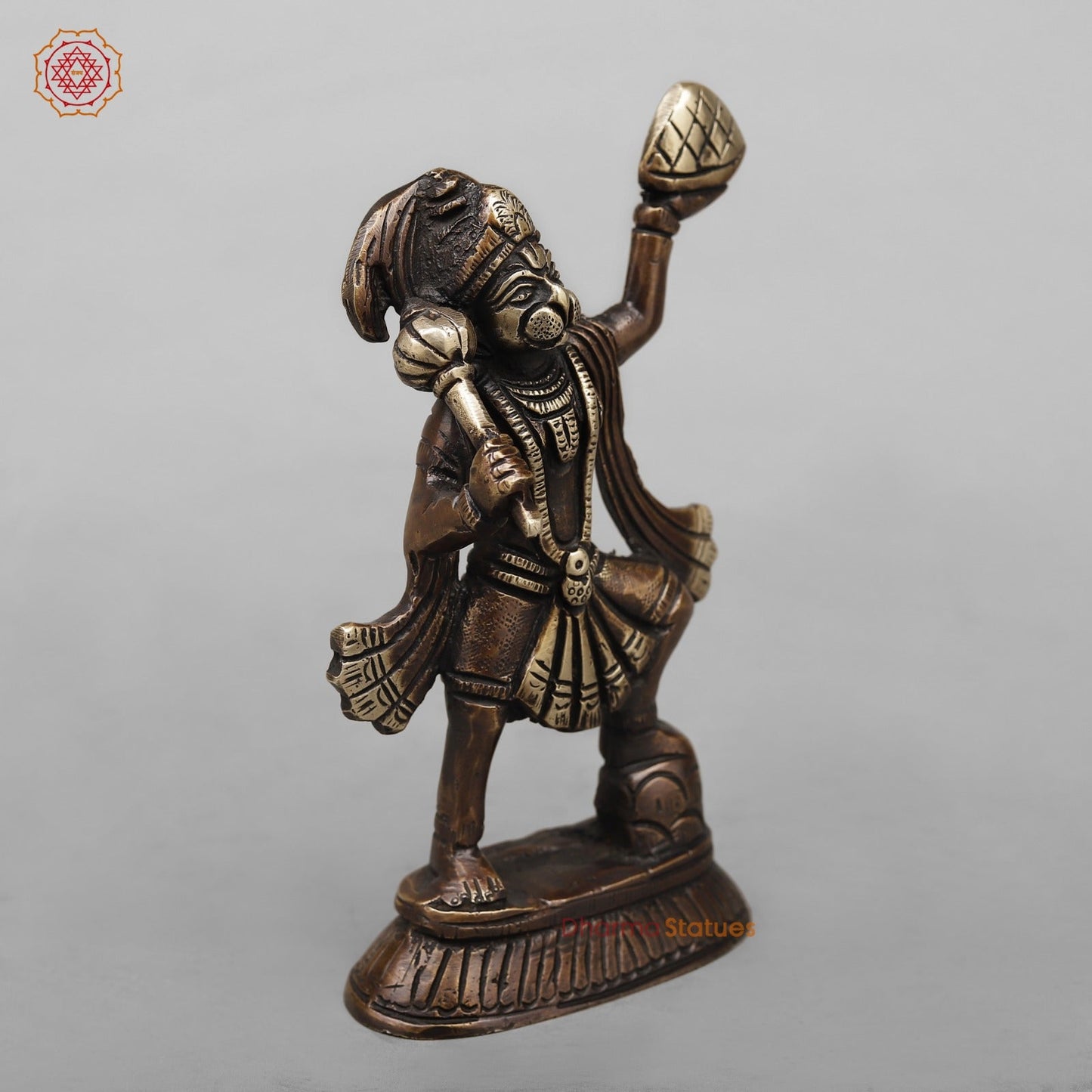 Brass Hanuman Ji Standing Fine, Antique Copper Finish 7”