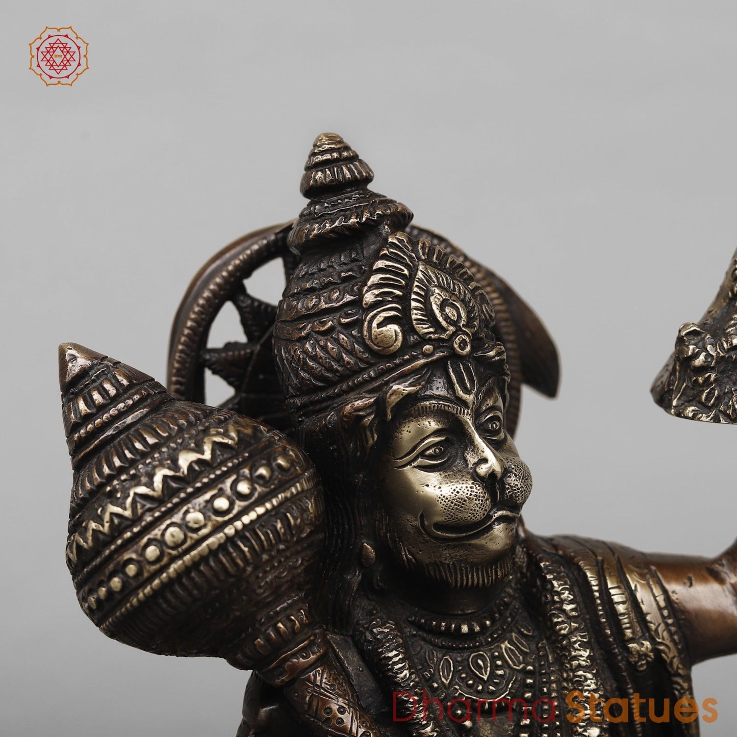 Brass Hanuman Standing  Fine, Antique Copper Finish 11”