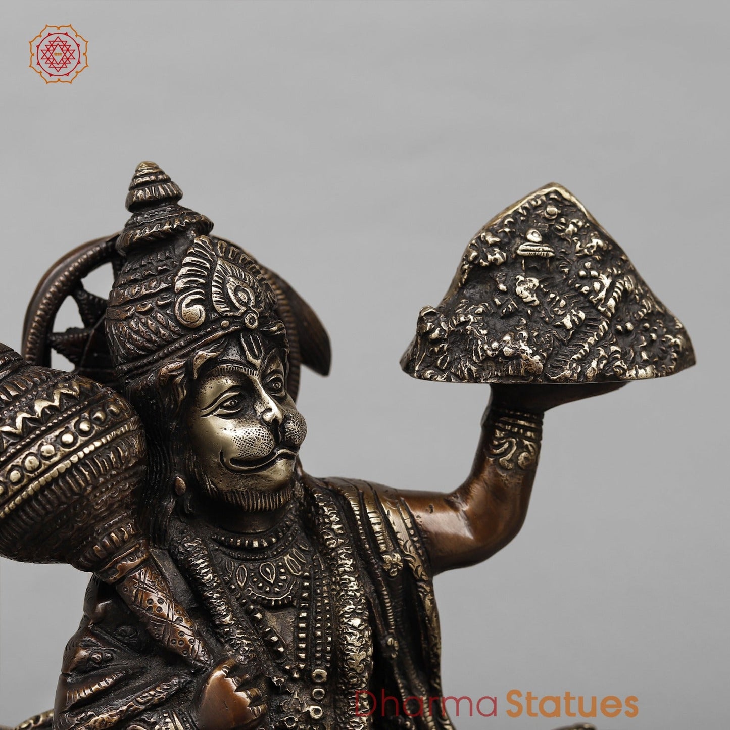 Brass Hanuman Standing  Fine, Antique Copper Finish 11”