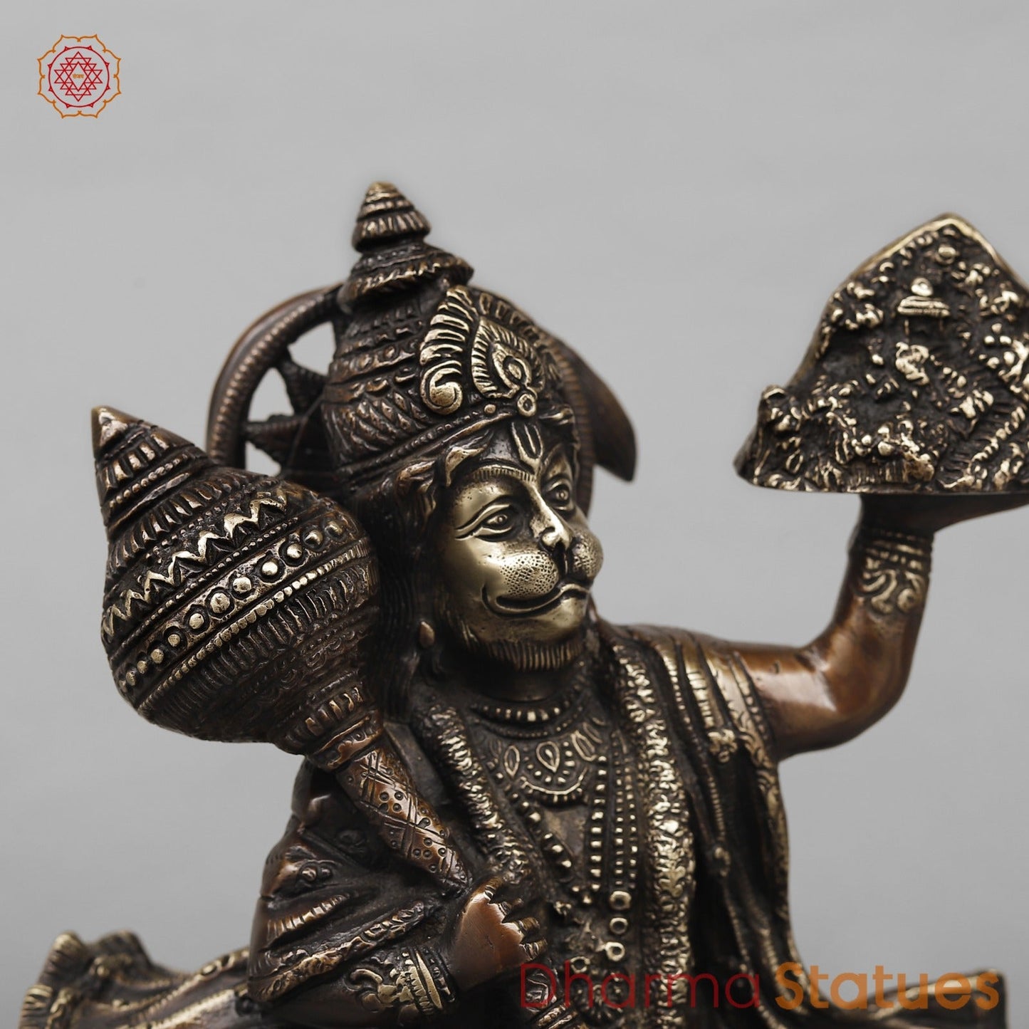 Brass Hanuman Standing  Fine, Antique Copper Finish 11”