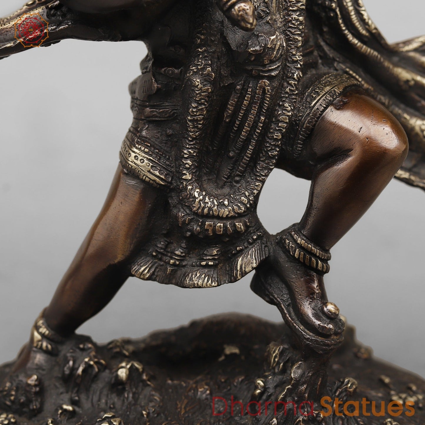 Brass Hanuman Standing  Fine, Antique Copper Finish 11”