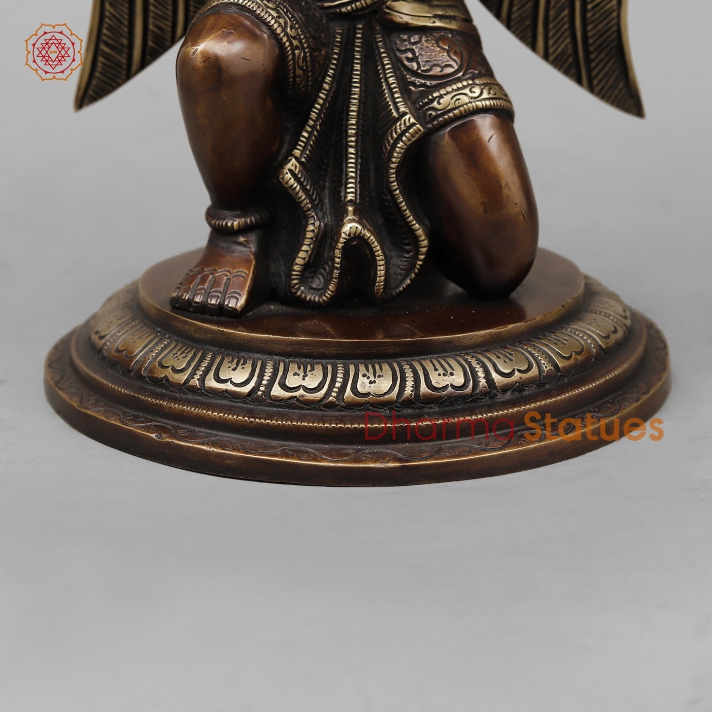 Brass Divine Garuda with spiritual Mantra on Wings, Antique Copper Finish 12”