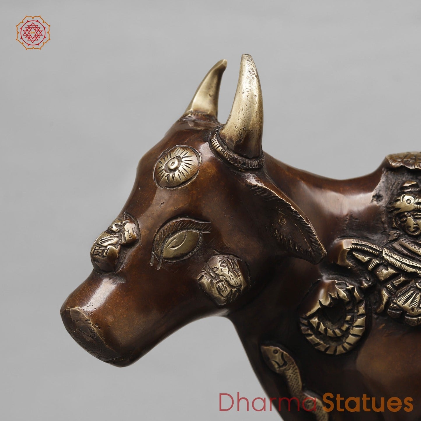 Brass Cow Calf (Kamdhenu) Fine, Antique copper Finish 16.5”