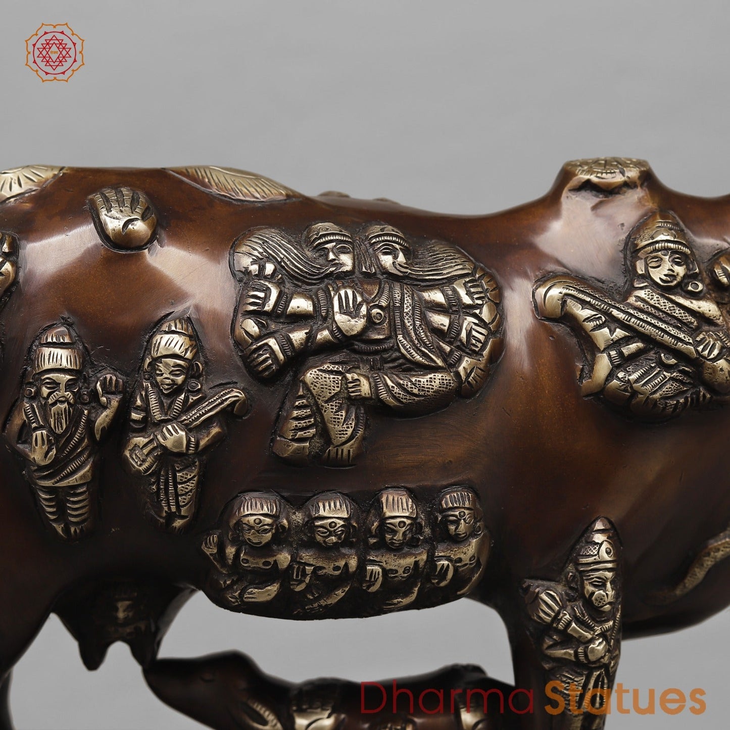 Brass Cow Calf (Kamdhenu) Fine, Antique copper Finish 16.5”