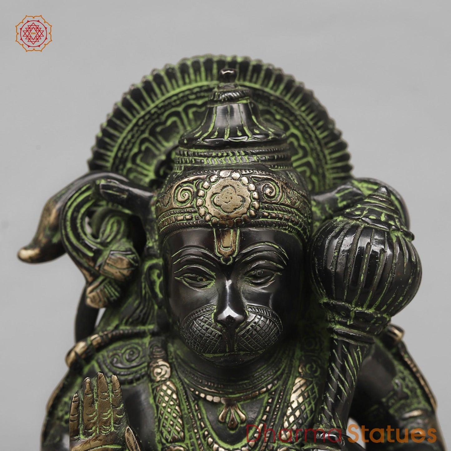 Brass Hanuman ji Seated Fine, Black antique Finish 10.5”