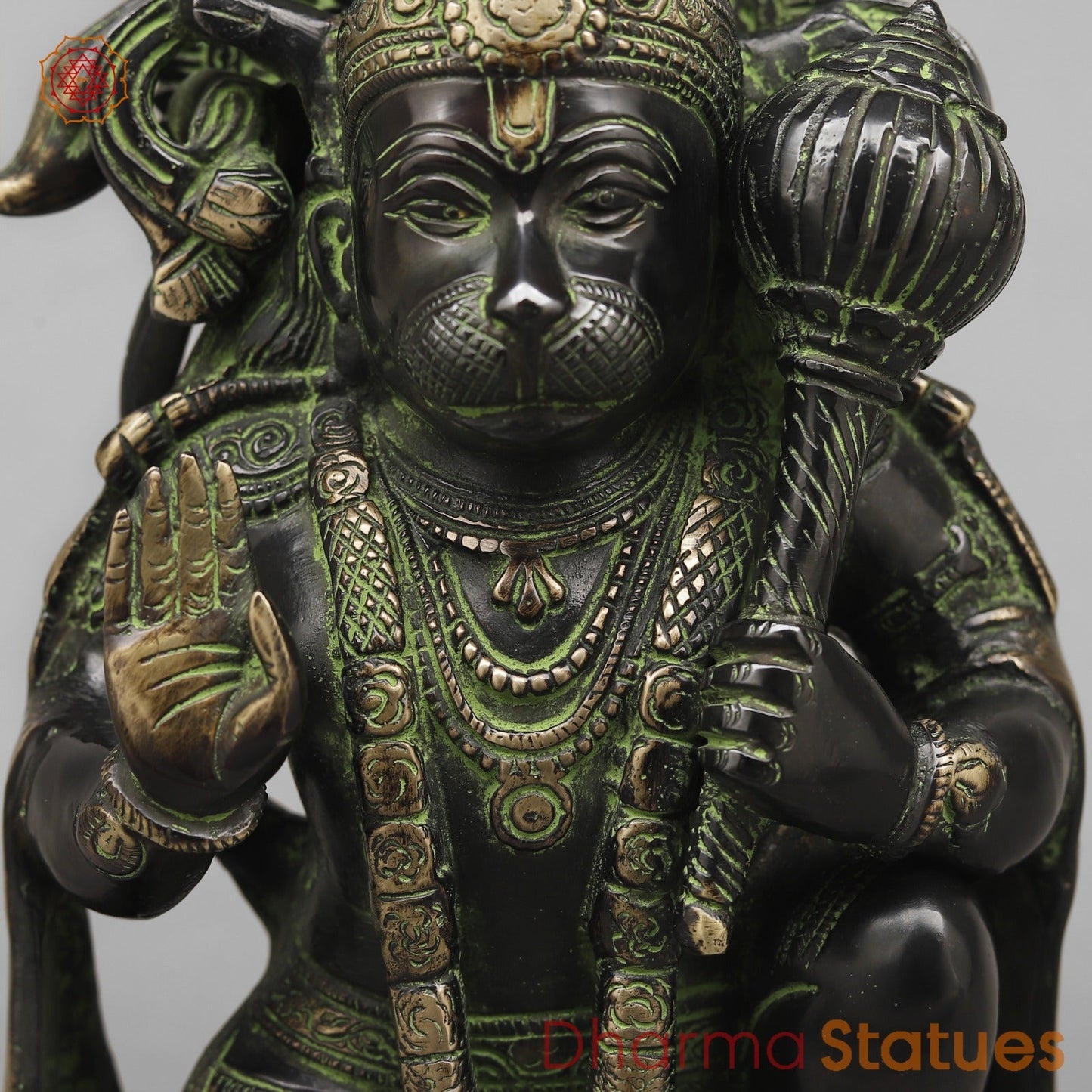 Brass Hanuman ji Seated Fine, Black antique Finish 10.5”