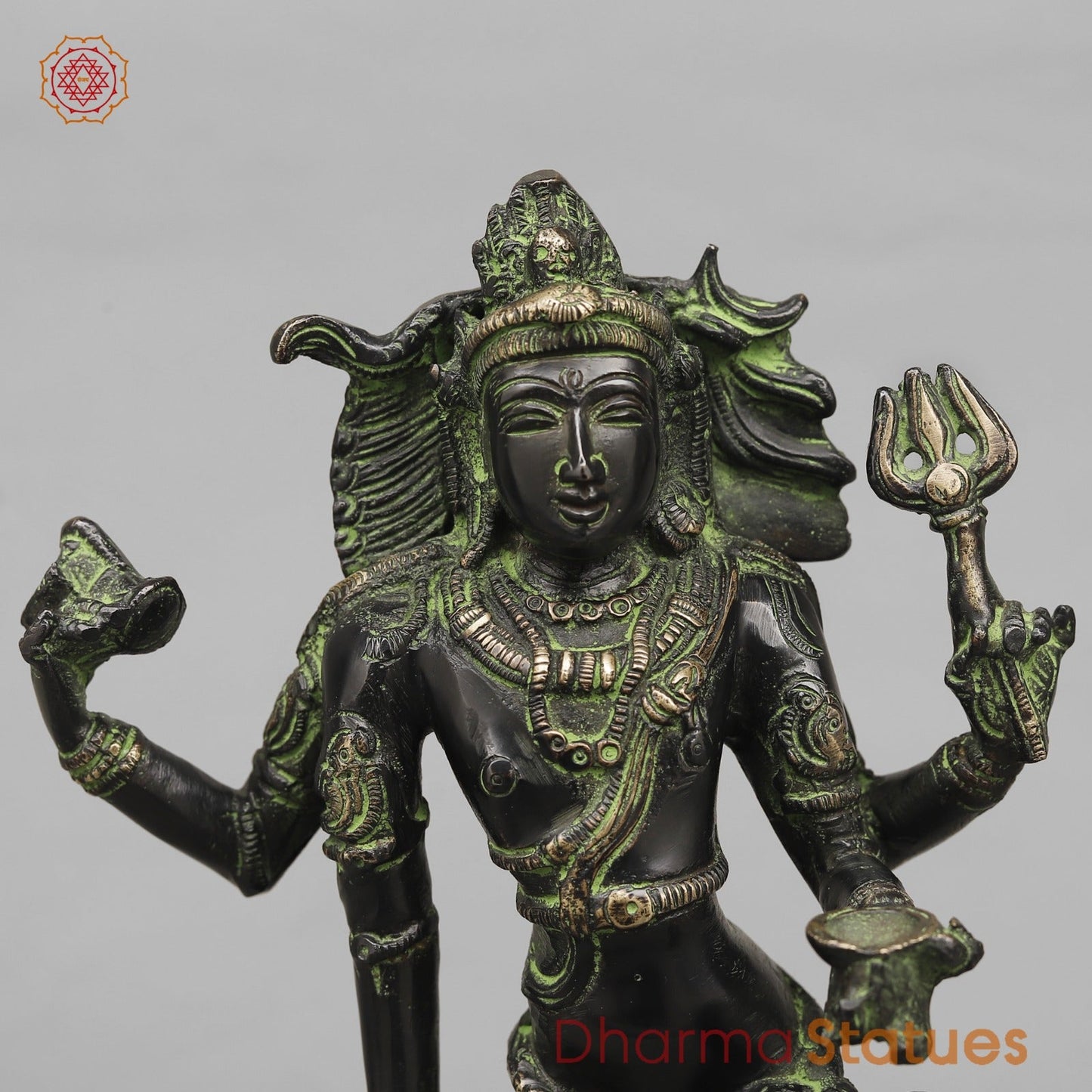 Brass Kaal Bhairo Shiva Standing Fine, Black antique Finish 12”