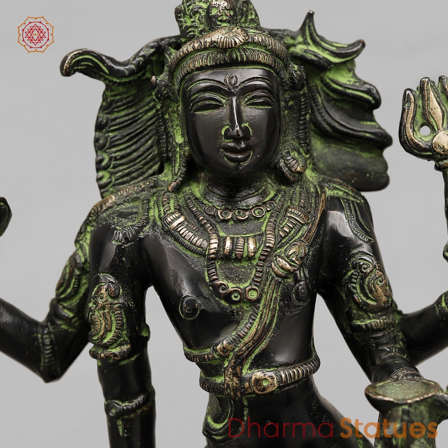 Brass Kaal Bhairo Shiva Standing Fine, Black antique Finish 12”