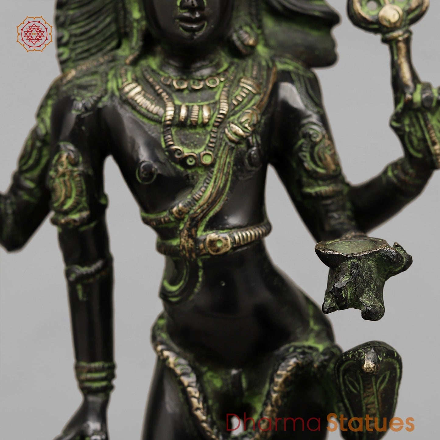 Brass Kaal Bhairo Shiva Standing Fine, Black antique Finish 12”