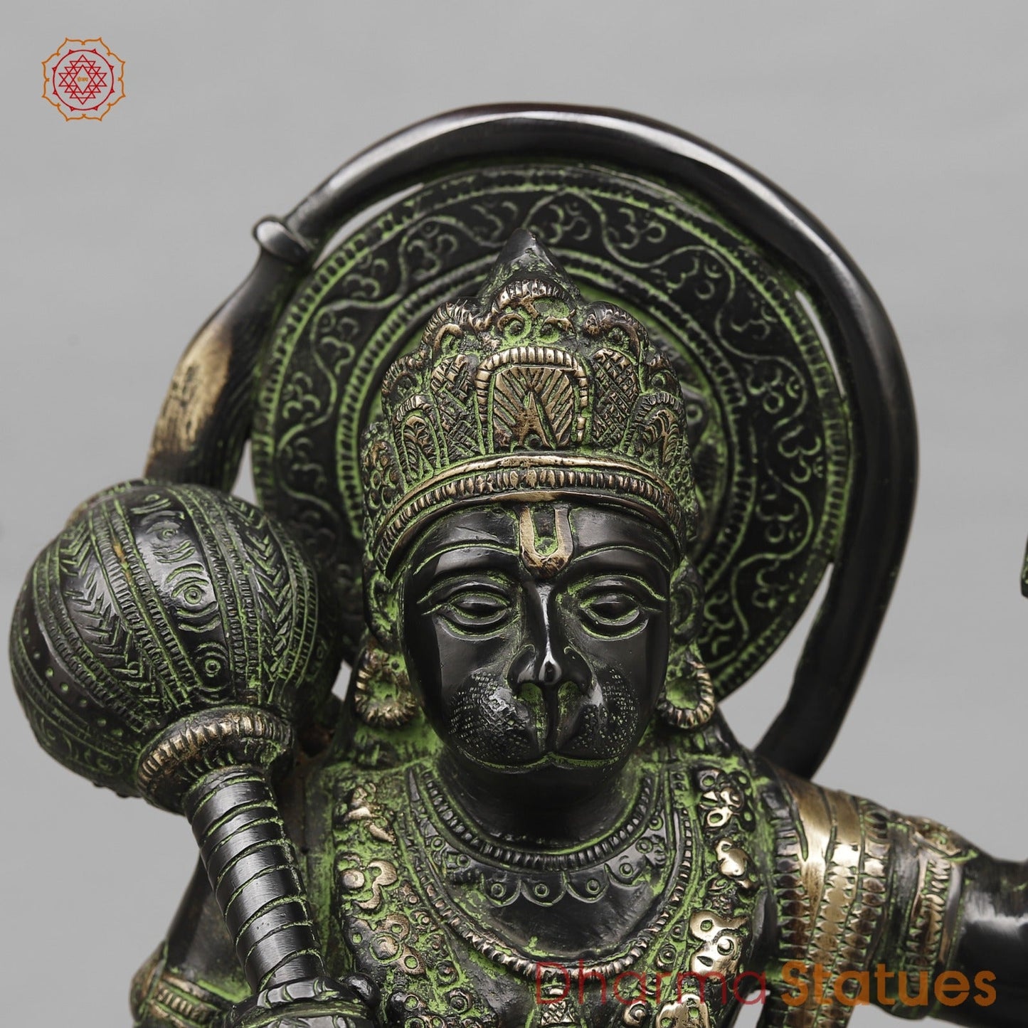 Brass Hanuman Standing Fine,Black Antique Finish 14.5”