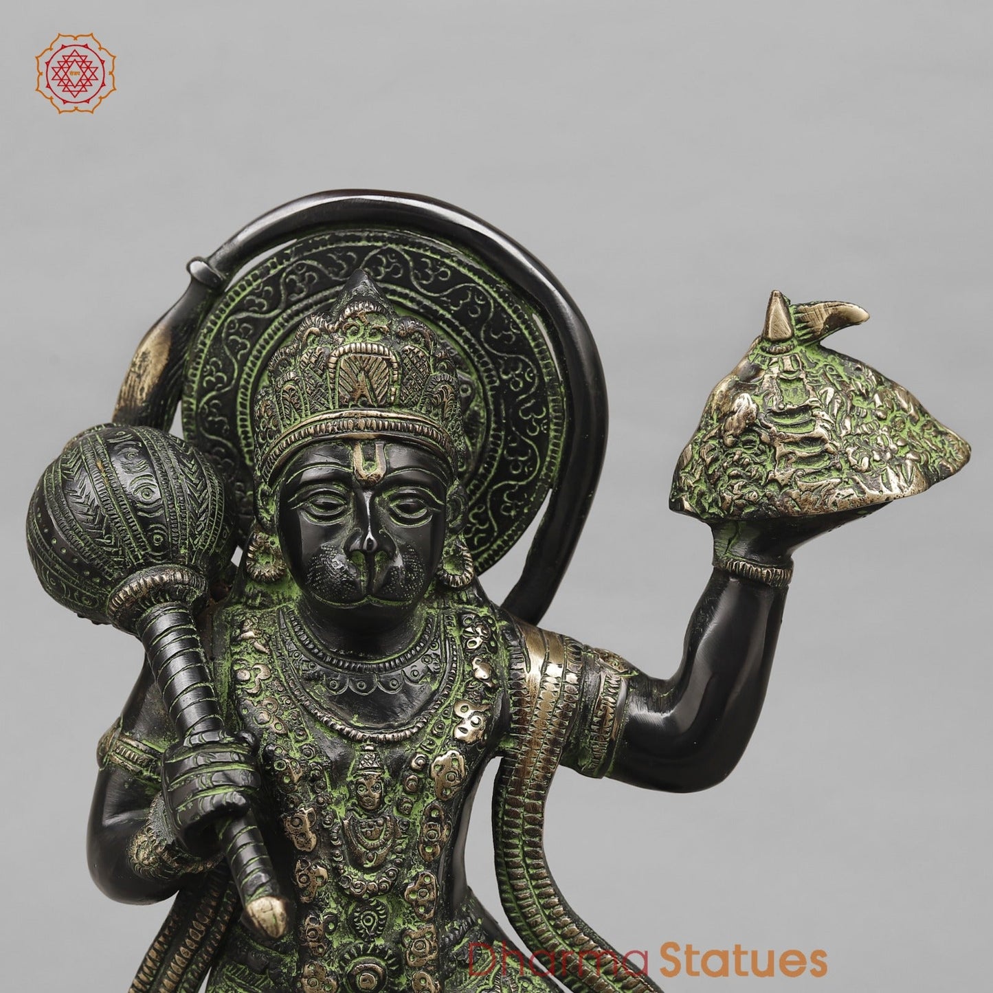 Brass Hanuman Standing Fine,Black Antique Finish 14.5”