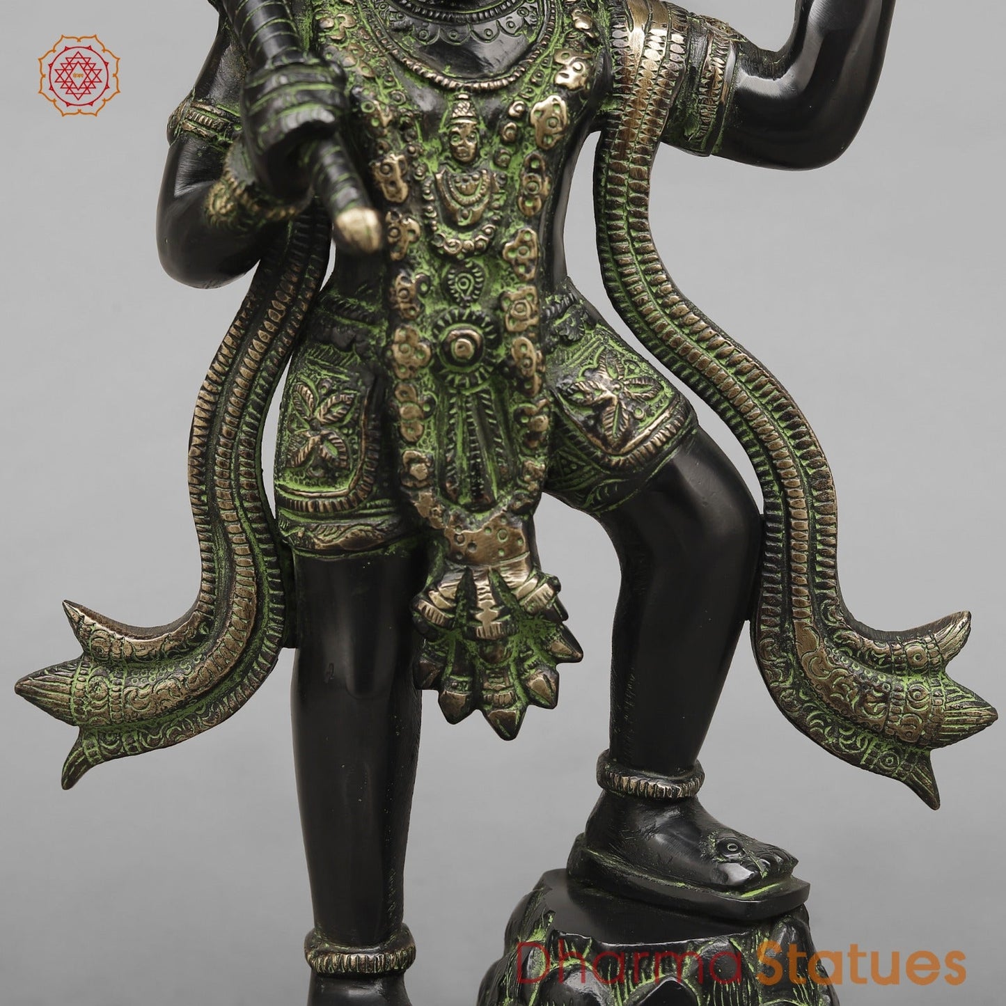 Brass Hanuman Standing Fine,Black Antique Finish 14.5”