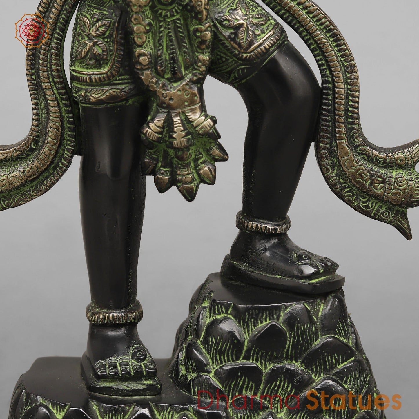 Brass Hanuman Standing Fine,Black Antique Finish 14.5”