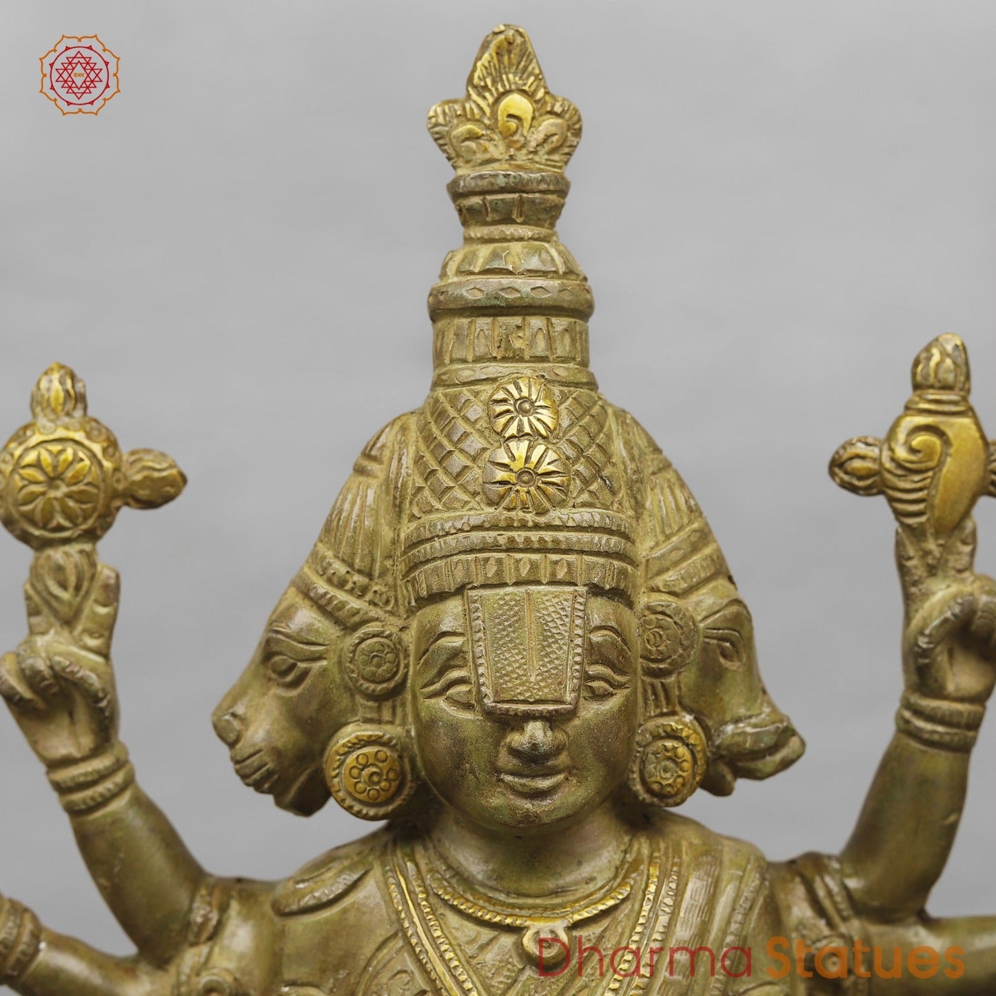 Brass Dasavtar Statue Fine, Green Patina Finish 16.5”