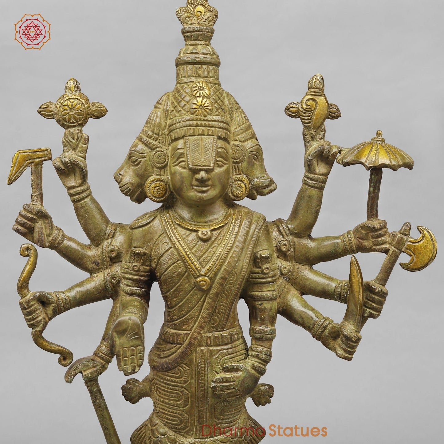 Brass Dasavtar Statue Fine, Green Patina Finish 16.5”