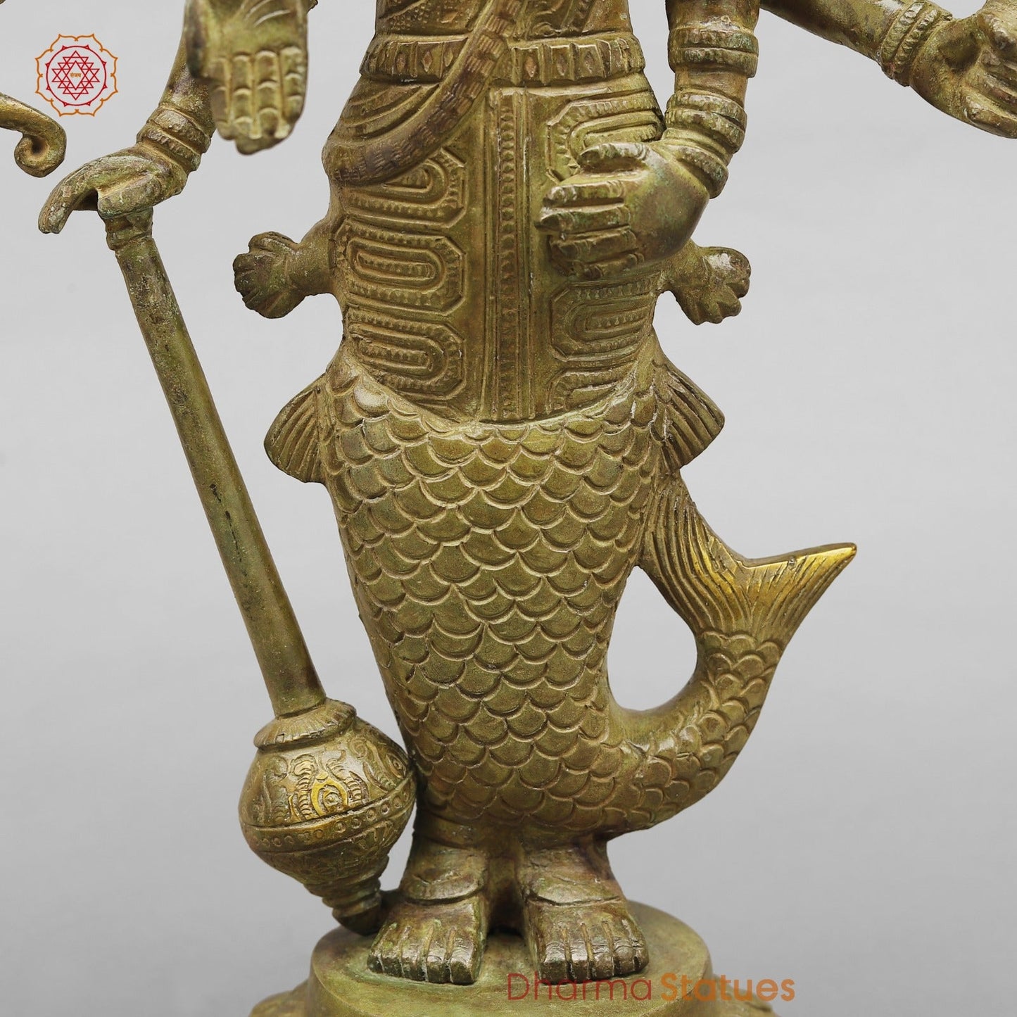 Brass Dasavtar Statue Fine, Green Patina Finish 16.5”