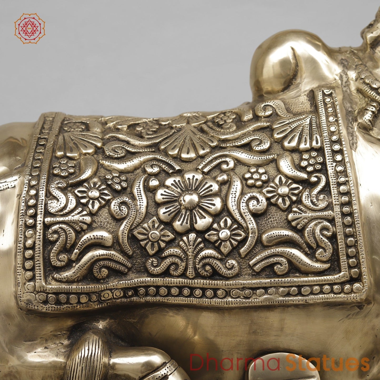 Brass Nandi Seated Fine Carving, Smooth Finish 25”