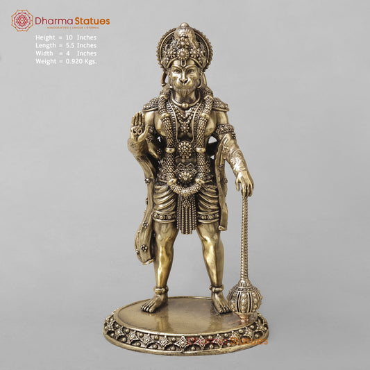 Brass Hanuman ji Standing Fine 10”