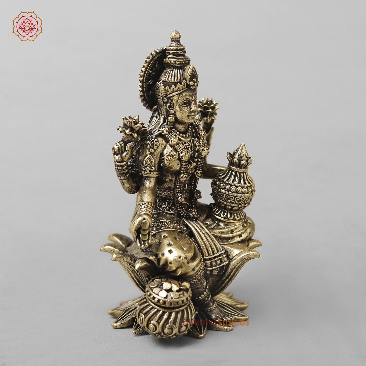 Brass Dhan Lakshmi Seated Fine 4”